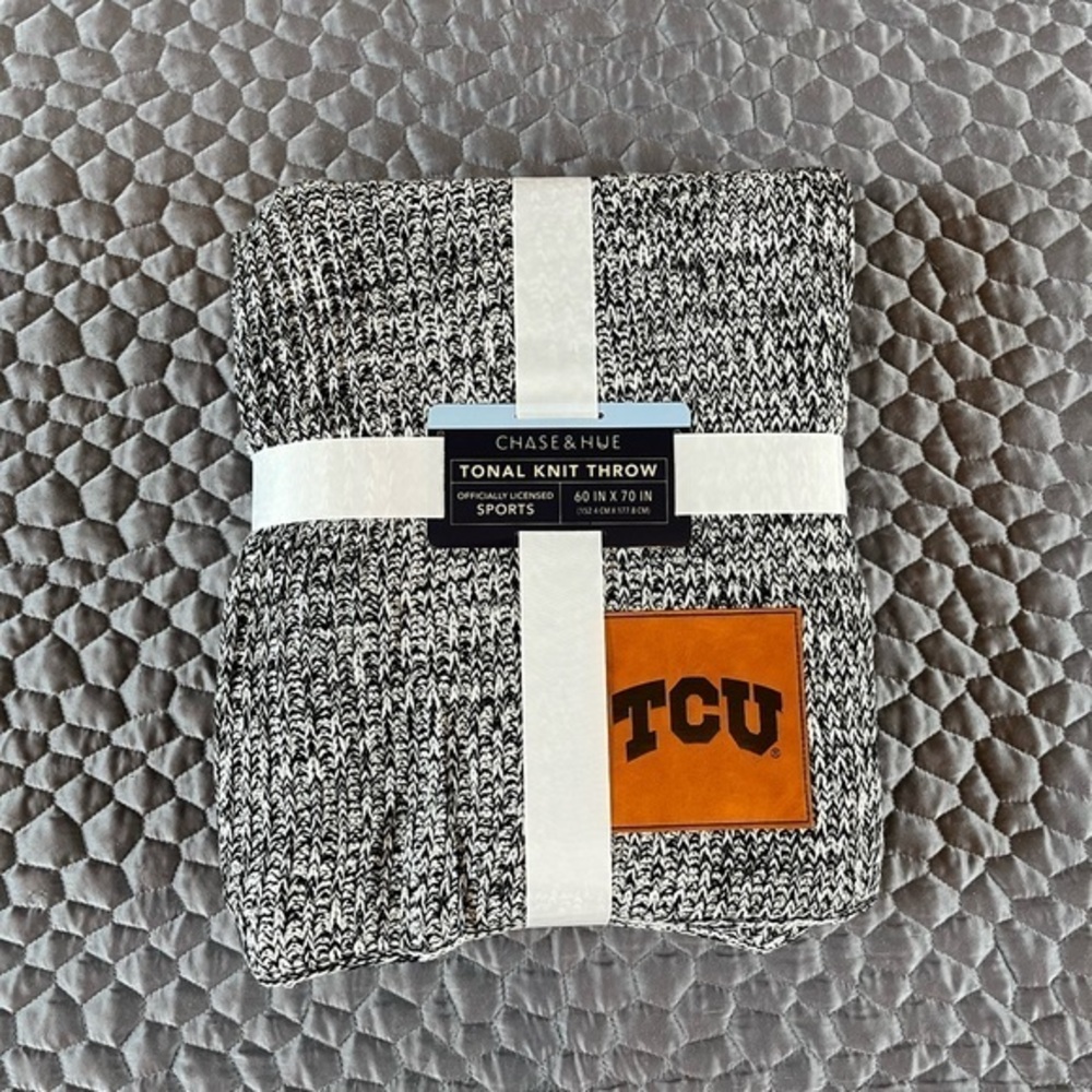 TCU Tonal Knit Throw Blanket NWT
